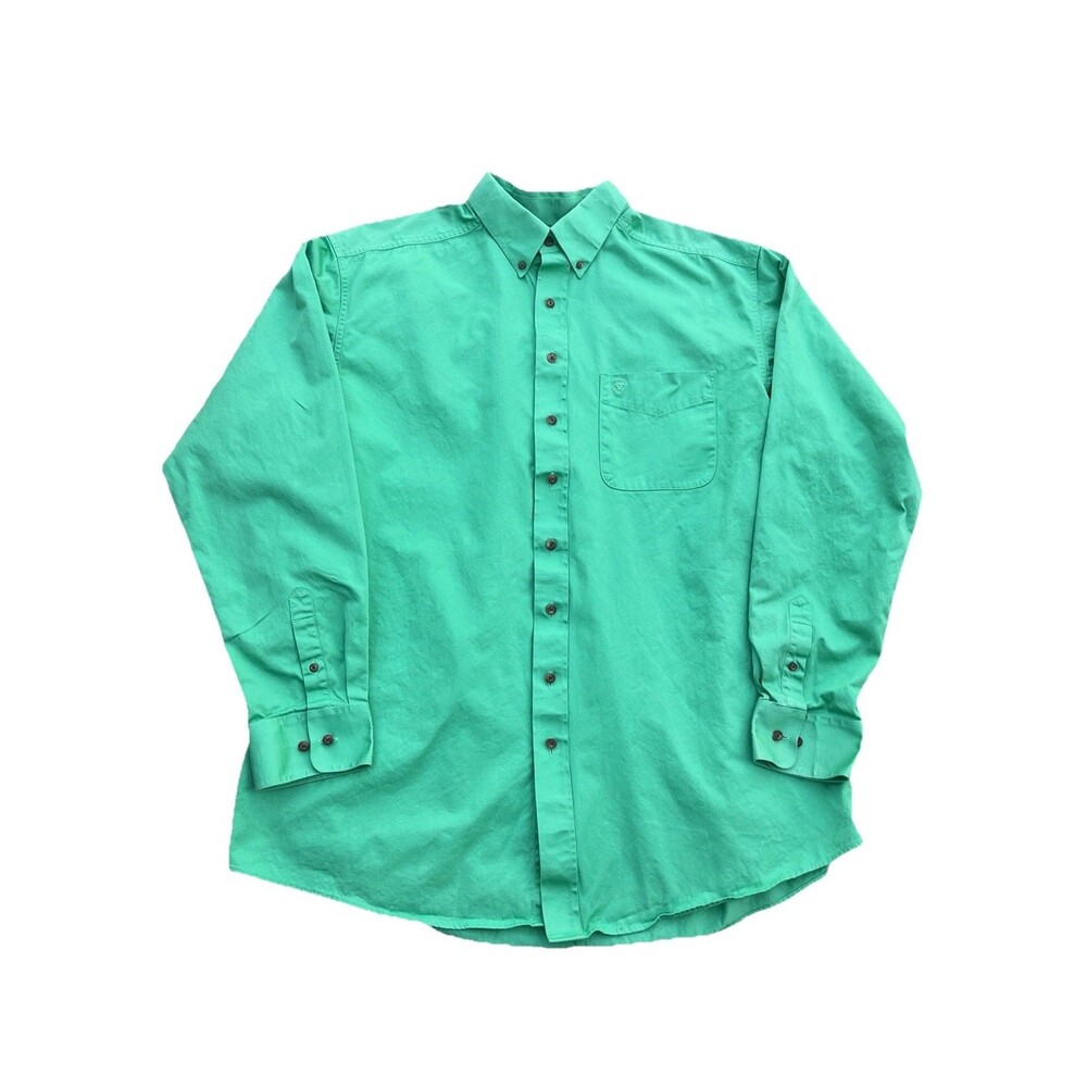 Ariat Green Long Sleeve Button Down Shirt Men’s Size XXLT 100% Cotton